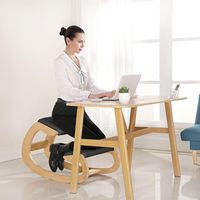202405 chaise de genou à bascule chaise de Posture droite pour bureau à domicile méditation coussin en bois et en lin-chaise de bureau pour le cou arrière