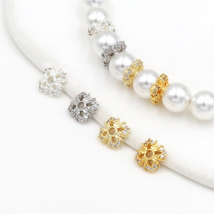 18k đúng màu vàng bảo quản dát Zircon TORUS bốn lá Phụ kiện Bead <span class=keywords><strong>cap</strong></span> DIY trang sức chất liệu <span class=keywords><strong>C21</strong></span> - Product Image 2