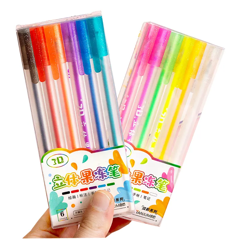 3D Glossy Jelly Ink Pen Set Graffiti Colored Gel Pen Gel painting Marker DIY Paint Pen Art Crafts Supplies for Greeting Cards