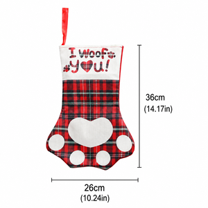 Nuevas medias navideñas de tela con estampados creativos, decoraciones para el hogar con huellas de perros y gatos, árbol de Navidad, <span class=keywords><strong>chimenea</strong></span> CNYB18 - Product Image 6