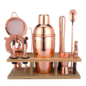 Juego de Coctelería de Lujo, 11 Piezas, Acero Inoxidable, Color Oro Rosa, Resistente - Product Image 1