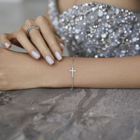 Ensemble collier et bracelet à maillons minimalistes en argent sterling 925 plaqué rhodium, best-seller, avec pendentif croix et pierres en zircon, pour femmes