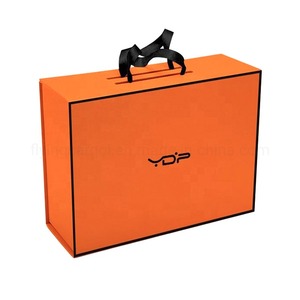 <b>Orange</b> folding <b>paper</b> box luxury magnetic <b>paper</b> box handbag packaging gift box can be customized according to needs - Product Image 2