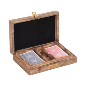 Scatola in legno per carte con dettagli in ottone, set di giochi da tavolo classici per la casa e il soggiorno - Product Image 4