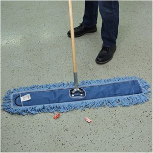 Kit de mopa de microfibra Boardwalk HL365BSPC, 36 x 5, 60 pulgadas, azul/natural, con extremo en bucle y cesta de plástico, mango de metal/madera de 60 pulgadas - Product Image 6