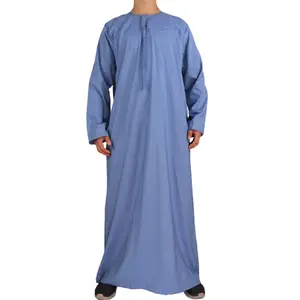 2024 new Muslim men's robes cotton and linen mixed colours round neck Middle East Omani robes Arab big robes customized