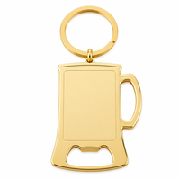 Décapsuleur porte-clés en alliage de zinc plaqué or personnalisé, directement de l'usine, pour bière, cadeau de bar/pub, vente en gros, avec logo