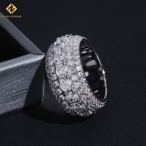ZUANFA JEWELRY Moissanite Eternity Band <b>Ring</b> 925 Silver Rhodium Plated <b>Mens</b> Hip Hop Iced Out Luxury <b>Rings</b> - Product Image 5