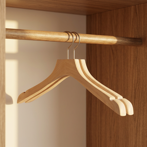 Percha de Madera Minimalista para Hombre con Gancho de Acero Inoxidable para Armario, Perchas de Madera Modernas de Buena Calidad con Logotipo Personalizado - Product Image 4