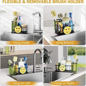 Organisateur de comptoir d'évier de <span class=keywords><strong>cuisine</strong></span> en acier inoxydable avec porte-savon, porte-éponge et porte-brosse haute - Product Image 6