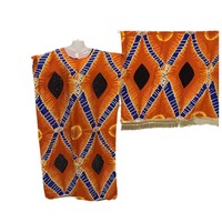 Túnica larga de algodón con estampado a doble cara, cuello de un solo hombro, borlas de diamantes en relieve y pañuelo para la cabeza, talla grande, para mujer, playa