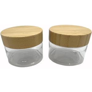 Custom Logo 50g 150g 250g 500g PET Frosted Amber Facial Body Scrub Cosmetic Cream Jar with <b>Screen</b> Printed Natural <b>Bamboo</b> Lid - Product Image 1