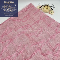 Tissu en dentelle à franges et sequins brodés 100 % polyester noir, rose, bleu, ivoire pour robe, robe de soirée, couture et décoration