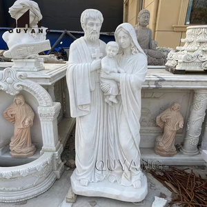 Vida-Tamanho Handcarved Religiosa Virgem Maria Bebê Jesus <span class=keywords><strong>St</strong></span>. <span class=keywords><strong>Joseph</strong></span> Escultura Religiosa Cristã Mármore Branco Estátua Sagrada Família - Product Image 1