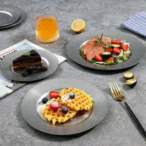 Plateau de service décoratif vintage en <span class=keywords><strong>acier</strong></span> inoxydable <span class=keywords><strong>gris</strong></span> flocon de neige pour la présentation des aliments, vaisselle pour café, boulangerie, maison, cuisine - Product Image 2