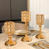 Porte-bougie en cristal or et argent, style européen de luxe, pour mariage, banquet, dîner, décoration de fête à domicile