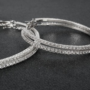 Pendientes de aro de diamantes de cristal chapados en oro grandes estilo <span class=keywords><strong>Rihanna</strong></span> de nueva moda - Product Image 6