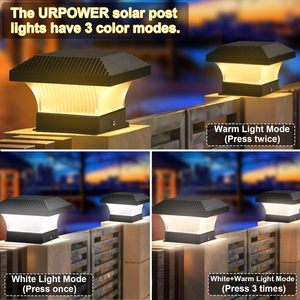 Lampes solaires pour poteaux de clôture, étanches IP65, angle de faisceau 360°, capteur de lumière, rechargeables, pour poteaux en bois de jardin extérieur - Product Image 2