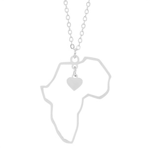 Collar con Colgante de Corazón Chapado en Oro y Mapa de África de Acero Inoxidable al por Mayor de Fábrica - Product Image 4