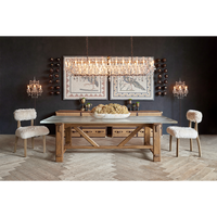 Ensemble de table à manger en verre transparent durable de luxe moderne, rectangulaire, en bois massif pour hôtel, appartement