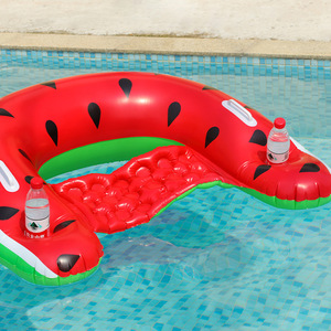 Watermelon <b>Inflatable</b> <b>Floating</b> Lounger 145x100cm U-Shaped <b>Pool</b> Sofa Recliner Chair With Drink Holders For Swimming <b>Pool</b> - Product Image 3