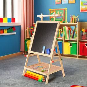 Chevalet de dessin en bois double face Tableau noir réglable Jouet pour l'éducation préscolaire Unisexe pour les enfants - Product Image 6