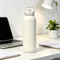 Bouteille d'eau isotherme en acier inoxydable 900 ml avec logo personnalisé, double paroi sous vide, couvercle à paille pour adultes, idéale pour la gym et le sport