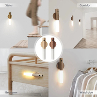 Luz Nocturna LED Inteligente con Sensor de Movimiento PIR, Recargable, Magnética, de Madera, para Pared, Cocina y Armario