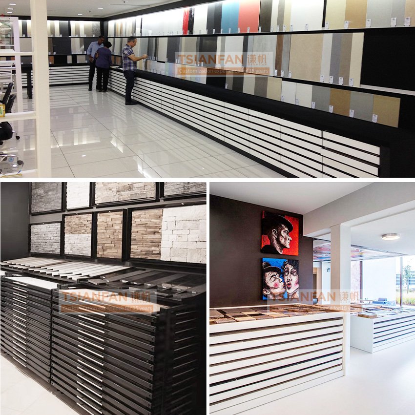 Factory direct quartz stone granite sample rack exhibition hall marble metal ceramic tile drawer display units