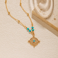 Bijoux fantaisie collier acier inoxydable Turquoise perles soleil Triangle étoile mauvais œil oeil qui voit tout pendentif colliers pour femmes