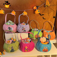 Bolsa de dulces de Halloween portátil, bordada con fantasmas y calabazas, ligera, para recuerdos de fiesta infantil y decoración