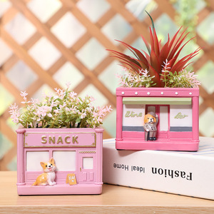 HY7 Contenitori per Piante Grasse <span class=keywords><strong>in</strong></span> Resina a Forma di Scena Urbana Creativa Transfrontaliera, Vasi per <span class=keywords><strong>Giardino</strong></span> Domestico con Vista Cittadina - Product Image 3