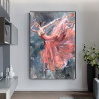 Peinture à l'huile abstraite de ballerine dansante 100% peinte à la main, danseuse de ballet, peinture de fille, art mural, toile, peinture à l'huile