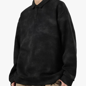 Camiseta Polo con Cuello Solapa y Estampado Tie-Dye para Hombre, Otoño e Invierno, Estilo Casual Holgado, Manga Larga, Gruesa y Moderna - Product Image 5