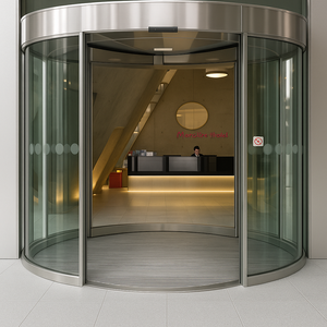 <span class=keywords><strong>Porte</strong></span> <span class=keywords><strong>de</strong></span> garage coulissante <span class=keywords><strong>automatique</strong></span> en aluminium courbé avec fonction coupe-vent pour usage extérieur, hôtels, centres commerciaux, halls, électrique - Product Image 1