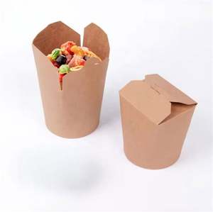 Упаковка для рисовой лапши, крафт-черный бумажный контейнер на вынос, коробка для лапши, эко-пищевая лапша, 16 унций, 26 унций, 32 унции - Product Image 2