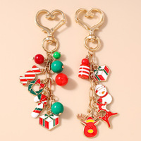 Nouveau style européen et américain canne perlée de Noël porte-clés imprimé typographie en alliage de zinc porte-clés en métal de Noël
