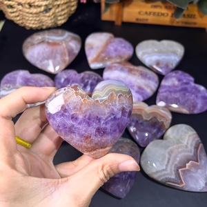 1 pieza de ágata de amatista natural en forma de corazón, perfecta para decoración del hogar, adorno de escritorio o regalo navideño. - Product Image 1
