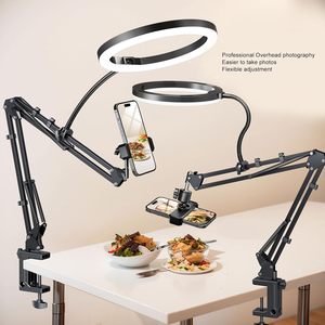 Anneau lumineux selfie 10 pouces avec support <span class=keywords><strong>de</strong></span> téléphone supérieur, pince <span class=keywords><strong>de</strong></span> table, bras articulé à suspension, support <span class=keywords><strong>de</strong></span> caméra, <span class=keywords><strong>kit</strong></span> <span class=keywords><strong>de</strong></span> studio pour diffusion en direct - Product Image 1