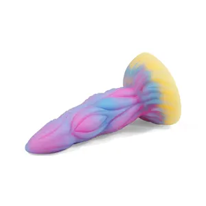 Hot Selling Tri-Color Buitenaardse Dildo Seksspeeltjes Lichtgevende Echt Gevoel Vloeibare Siliconen Voor Volwassenen