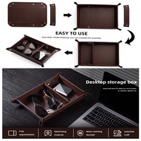 Premium personnalisé en cuir PU plateau fourre-tout chevet vanité support de table de chevet organisateur de bureau maison cadeau plateau de rangement pour les entreprises
