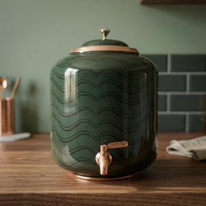 Handcrafted Pure <b>Copper</b> Water Dispenser with Emerald Green Finish 11L Matka Pot for Home & Office Eco-Friendly Design - Product Image 1