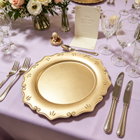 Lot de 50 Assiettes de Présentation Dorées Mat Élégantes et Durables en PP de 13 Pouces, Réutilisables pour Mariages, Hôtels et Décoration de Table de Banquet