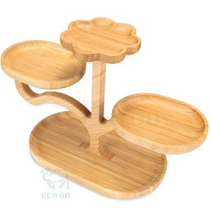 Présentoir à desserts rond classique en bambou non toxique à 4 niveaux, directement de l'usine, pour pâtisserie, gâteaux et présentation de pâtisseries - Product Image 4