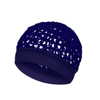 Gorro de dormir de poliéster transpirable hecho a mano con ganchillo, gorro Kufi, accesorio para el cabello de mujer, gorro de malla con lazo para primavera/verano