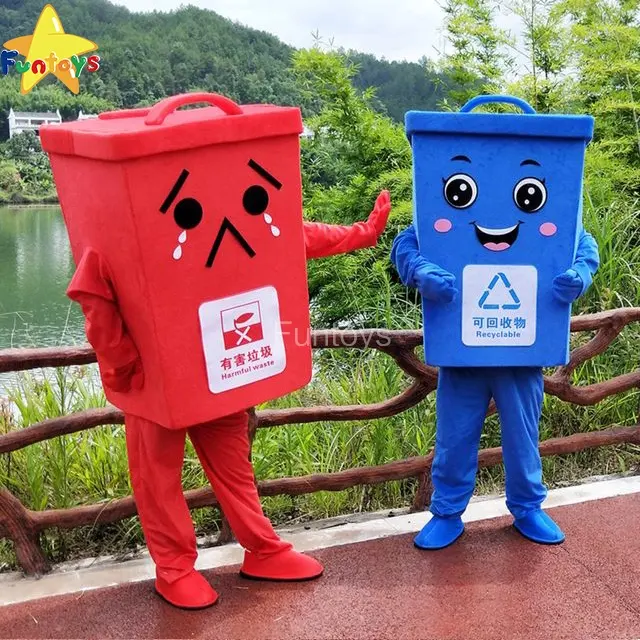 Funtoys kullanılan geri dönüşüm çöp tenekesi maskot kostümleri çocuk sınıflandırma dört renkli tanıtım satılık