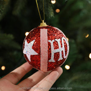 Ornements de Noël en mousse de luxe 2025, boules suspendues incassables, rouge pailleté - Product Image 3