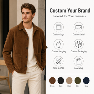 <strong>Men</strong> Corduroy <strong>Chore</strong> Jacket Wholesale Custom Logo Vintage Workwear Button Front Casual Autumn <strong>Coat</strong> - Product Image 1