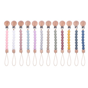 Clip para Chupete de Bebé, Cuentas de Silicona, Mordedor de Madera, Cadena para Chupete, 0-12 Meses, Libre de BPA, Grado Alimenticio, Seguro - Product Image 2