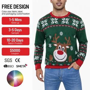 <span class=keywords><strong>Pull</strong></span> en tricot doux et respirant pour homme Bresdk, motif flocons <span class=keywords><strong>de</strong></span> neige, cœurs et rennes, idéal pour Noël, pour la famille, les couples et les amis - Product Image 1